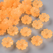 Transparent Frosted Acrylic Bead Caps, 5-Petal, Flower, Orange, 16.5x6mm, Hole: 1.6mm, about 959pcs/500g(MACR-S371-04A-724)