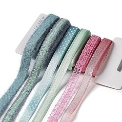 18 Yards 6 Colors Polyester Ribbon, for DIY Handmade Craft, Hair Bowknots and Gift Decoration, Rainbow Color Palette, Mixed Color, 3/8~1/2 inch(10~12mm), about 3 yards/color(SRIB-C001-B12)