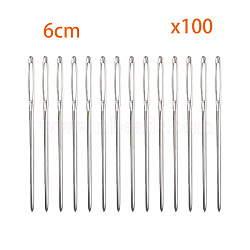 Iron Yarn Needles, Big Eye Blunt Needles, for Cross-Stitch, Knitting, Ribbon Embroidery, Platinum, 60x2mm, 100pcs/set(PW23020472161)