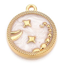 Alloy Enamel Pendants, Golden, Flat Round Charm, Scorpio, 18x15.5x2mm, Hole: 1.4mm(ENAM-T021-03A)