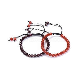 Bracelets Sets, Natural Garnet/Carnelian(Dyed & Heated) Braided Bead Bracelets, with Nylon Thread Cord, 2-1/8 inch(5.45cm), 2pcs/set(BJEW-JB04337)