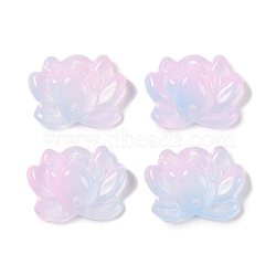 Baking Paint Glass Beads, Lotus, Plum, 15.5x20.5x7.5mm, Hole: 1.2mm(GLAA-S202-13C)