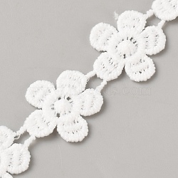 Polyester Lace Ribbon, Flower, for Clothes Accessories, White, 7/8 inch(22mm)(OCOR-WH0111-138D)