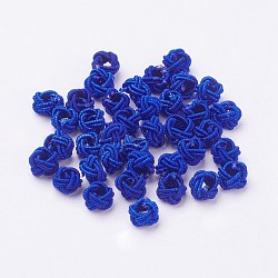Nylon Cord Woven Beads, Round, Royal Blue, 6~6.5x4.5mm, Hole: 2.5mm, about 93~100pcs/bag(X-NWIR-F005-14N)