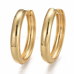 Brass Huggie Hoop Earrings, Long-Lasting Plated, Ring, Real 18K Gold Plated, 29x5mm, Pin: 1mm(EJEW-F260-01A-G)