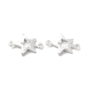 Brass Connector Charms, Cadmium Free & Lead Free, Long-Lasting Plated, Star Links, 925 Sterling Silver Plated, 12.5x8x1mm, Hole: 1mm