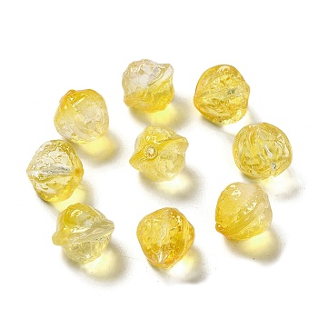 Transparent Glass Beads, Gradient Color, Walnut, Yellow, 12x13x12mm, Hole: 1.2mm