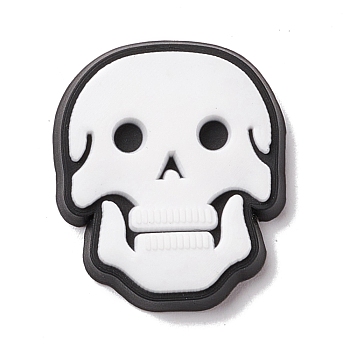 Halloween Theme PVC Cabochons, Skull, White, 20x17x3mm