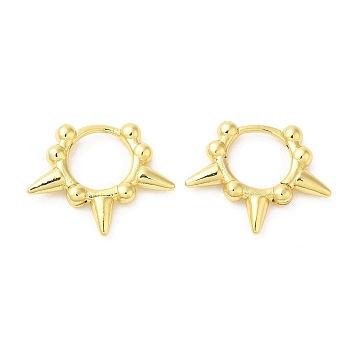 Rack Plating Brass Spike Hoop Earrings for Women, Long-Lasting Plated, Lead Free & Cadmium Free, Real 18K Gold Plated, 18x22x3mm