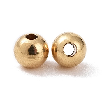 Brass Beads, Nickel Free, Round, Raw(Unplated), 4x4mm, Hole: 1.2mm
