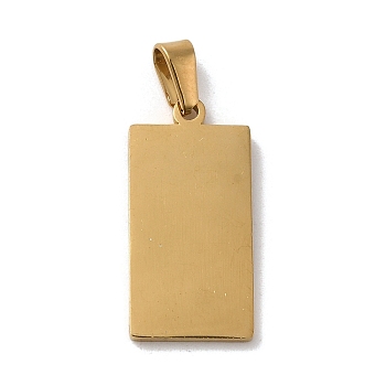 Vacuum Plating 304 Stainless Steel Stamping Blank Tag Pendants, Rectangle Charm, Golden, 22.5x11x1.5mm, Hole: 2x5mm