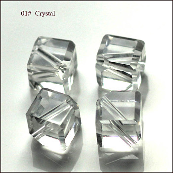 Imitation Austrian Crystal Beads, Grade AAA, Faceted, Cube, Clear, 8.5x10x10mm, Hole: 0.9~1mm