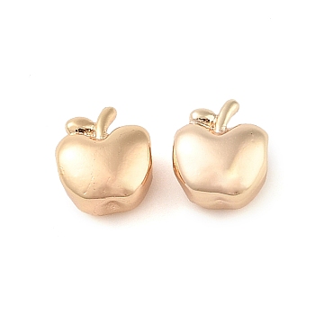 Brass Beads, Apple, Real 18K Gold Plated, 10.5x9x6mm, Hole: 3mm