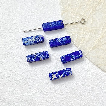 Natural Imperial Jasper Dyed Beads, Cuboid, Blue, 13x4x4mm, Hole: 1.4mm