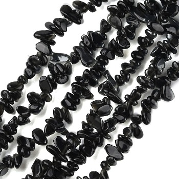 Natural Obsidian Beads Strands, Chip, 1.5~4.5x3~13x2.5~8mm, Hole: 0.6mm, 30.94~31.97 inch(78.6~81.2cm)