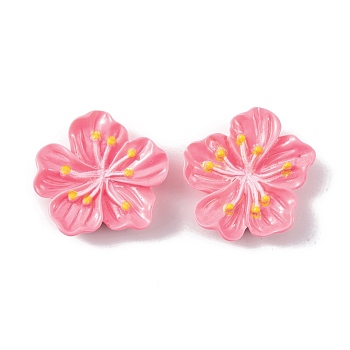 Resin Cabochons, Flower, Hot Pink, 27x29.5x7.5mm