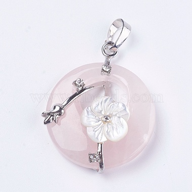 Pendentifs de quartz rose naturel(G-F546-A10)-2