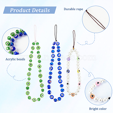 3Pcs 3 Style Glass Pearl & Lampwork & Glass Seed Beads Mobile Straps(KEYC-OC0001-19)-4