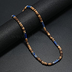 Bohemian Summer Cuboid Dyed Blue Synthetic Imperial Jasper & Coconut Heishi Beaded Necklaces, 17.72 inch(45cm)(TY7189-1)