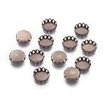 Brass Lace Edge Bezel Cups, Cabochon Settings, Cadmium Free & Lead Free, Flat Round, Antique Bronze, Tray: 10mm(KK-C1764-3-AB)