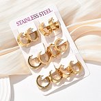 304 Stainless Steel Hoop Earrings, Ion Plating(IP), Ring, Golden, 19.5x6x20mm(EJEW-M079-03G-02)