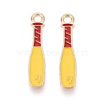 Alloy & Enamel Pendants, Baseball Bat Charms, Golden, Gold, 24x5x1mm, Hole: 2mm(ENAM-T021-66G)