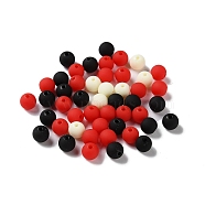 Rubberized Style Imitated Silicone Acrylic Beads, Round, Black, 8x7.5mm, Hole: 1.6mm, about 1923pcs/500g(MACR-D029-01H)
