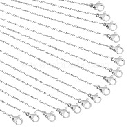 304 Stainless Steel Necklace, Cable Chains, with Lobster Clasps, Stainless Steel Color, 17.72 inch(45cm), 20strands/set(MAK-PH0003-02)