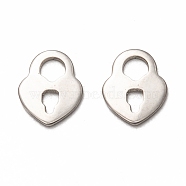 201 Stainless Steel Charms, Laser Cut, Heart Lock, Stainless Steel Color, 10x8x1mm, Hole: 3mm(STAS-I172-20P)