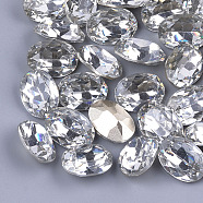 Pointed Back Resin Rhinestone Cabochons, Back Plated, Faceted, Oval, Crystal, 17.5~18x12.5~13x7~7.5mm, about 100pcs/bag(CRES-S379-13x18mm-B14)