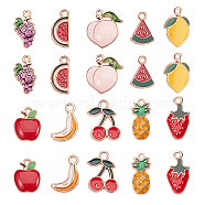 50Pcs 10 Style Alloy Enamel Pendants, Fruit, Mixed Color, 20x10mm, 5pcs/style(PALLOY-CJ0001-154)