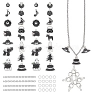 SUNNYCLUE DIY Charm Bracelet Making Kits, Including 304 Stainless Steel Cable Chains, Mixed Shapes Alloy Enamel Pendants, Alloy Lobster Claw Clasps and Iron Jump Rings, Black, Cable Chains: 5x4x1mm, 2m/box, Pendant: 30pcs/box(DIY-SC0013-59)