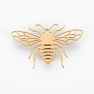 Bee Brooch, 201 Stainless Steel Insect Lapel Pin for Backpack Clothes, Nickel Free & Lead Free, Golden, 31.5x49.5x6.5mm, Pin: 0.7mm(JEWB-N007-002G-FF)