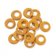 Flocky Acrylic Pendants, Ring, Goldenrod, 26.5~27x4mm, Hole: 1.2mm(OACR-I001-E02)