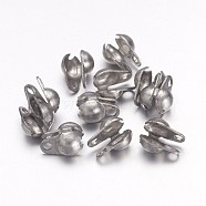 304 Stainless Steel Bead Tips, Stainless Steel Color, 6x4mm, Hole: 1mm, Inner Diameter: 3mm(X1-STAS-Q001-1)