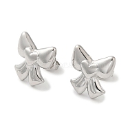 304 Stainless Steel Stud Earrings for Women, Bowknot, Stainless Steel Color, 15x15mm(EJEW-G364-07P)