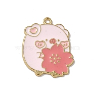 Aloy Enamel Pendants, Pig Charms, Misty Rose, 28x23.5x1mm, Hole: 1.8mm(FIND-Z043-06A)