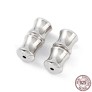 Rhodium Plated 925 Sterling Silver Screw Clasps, Twist Clasps, Barrel, Platinum, 11x5mm, Hole: 1mm(STER-K173-03P)