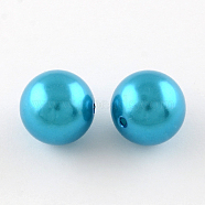 Round ABS Plastic Imitation Pearl Beads, Deep Sky Blue, 20mm, Hole: 2mm, about 120pcs/500g(OACR-R053-18)