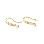 Brass Earring Hooks, Ear Wire with Loops, Real 18K Gold Plated, 22 Gauge, 20x2mm, Hole: 2.7mm, Pin: 0.6mm(KK-H455-61G)