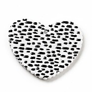 Printed Acrylic Pendants, Heart with Spot Pattern, Black, 26x31.5x2mm, Hole: 1.5mm(SACR-G018-04G)