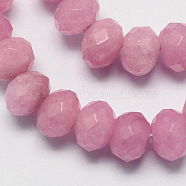 Natural Jade Bead Strands, Dyed, Faceted, Abacus Beads, Rondelle, Old Rose, 4~5x3mm, Hole: 0.5mm, about 116-120pcs/strand, 13.58 inch~13.78 inch(34.5~35cm)(G-R171-2x4mm-03-01)