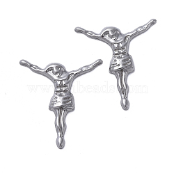 304 Stainless Steel Cabochons, Jesus, for Easter, Stainless Steel Color, 18x16x1.2mm(STAS-E466-18B)