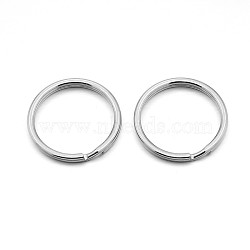 Tarnish Resistant Original Color 304 Stainless Steel Split Key Ring Clasps for Keychain Making, Stainless Steel Color, 28x1.6mm(STAS-E083-17P)