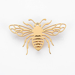 Bee Brooch, 201 Stainless Steel Insect Lapel Pin for Backpack Clothes, Nickel Free & Lead Free, Golden, 31.5x49.5x6.5mm, Pin: 0.7mm(JEWB-N007-002G-FF)