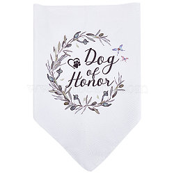 Polyester Dog Bandana, for Dog Engagement Announcement, Wedding Photo Prop, Pet Scarf Accessories, Triangle with Word Dog of Honor, Olive Branch Pattern, 305x630x0.5mm(MP-WH0002-01C)