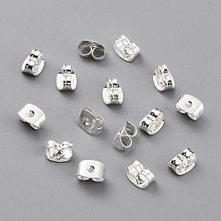 Brass Friction Ear Nuts, Ear Locking Earring Backs for Post Stud Earrings, 925 Sterling Silver Plated, 6x4x3.5mm, Hole: 1mm(KK-O131-06S-B)