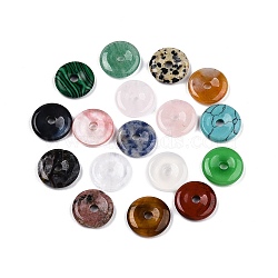 Natural & Synthetic Mixed Stone Donut Pendants, Mixed Dyed & Undyed, 16~16.5x3~4mm, Hole: 3~3.5mm(G-N344-38C)