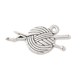 Yarn Tibetan Style Zinc Alloy Pendants, Lead Free & Cadmium Free, Antique Silver, 13x26x1.5mm, Hole: 2mm(X-TIBEP-R334-174AS-RS)