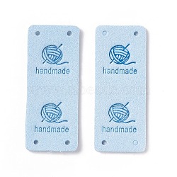PU Leather Labels, Handmade Embossed Tag, with Holes, for DIY Jeans, Bags, Shoes, Hat Accessories, Rectangle, Light Sky Blue, 51x21x1.5mm, Hole: 1.8mm(DIY-C057-01A)